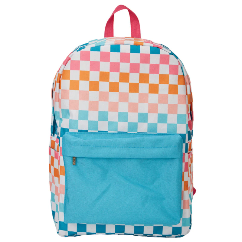 presale BA0323  Baby Kids Blue Pink Orange Plaid Zipper School Back Bags  D 6.13