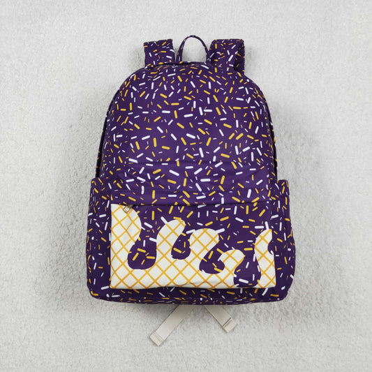 BA0327  Baby Kids Purple Team Zipper School Back Bags  D 1111