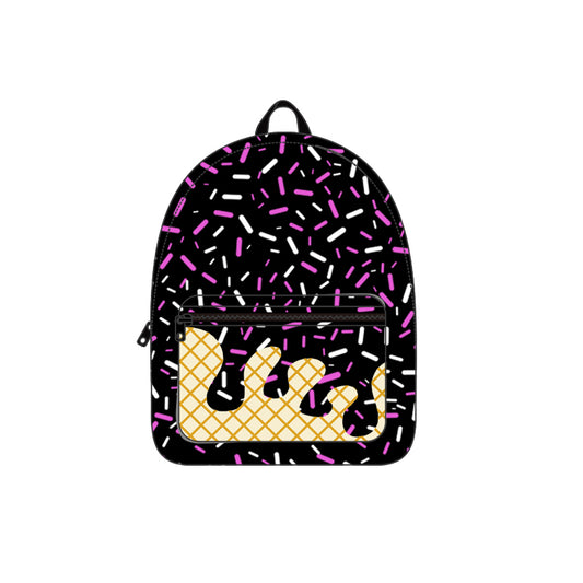 presale BA0334  Baby Kids Black Drip Team Zipper School Back Bags D 7.28