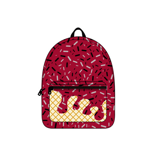 presale BA0338  Baby Kids Red Drip Team Zipper School Back Bags  D 7.28