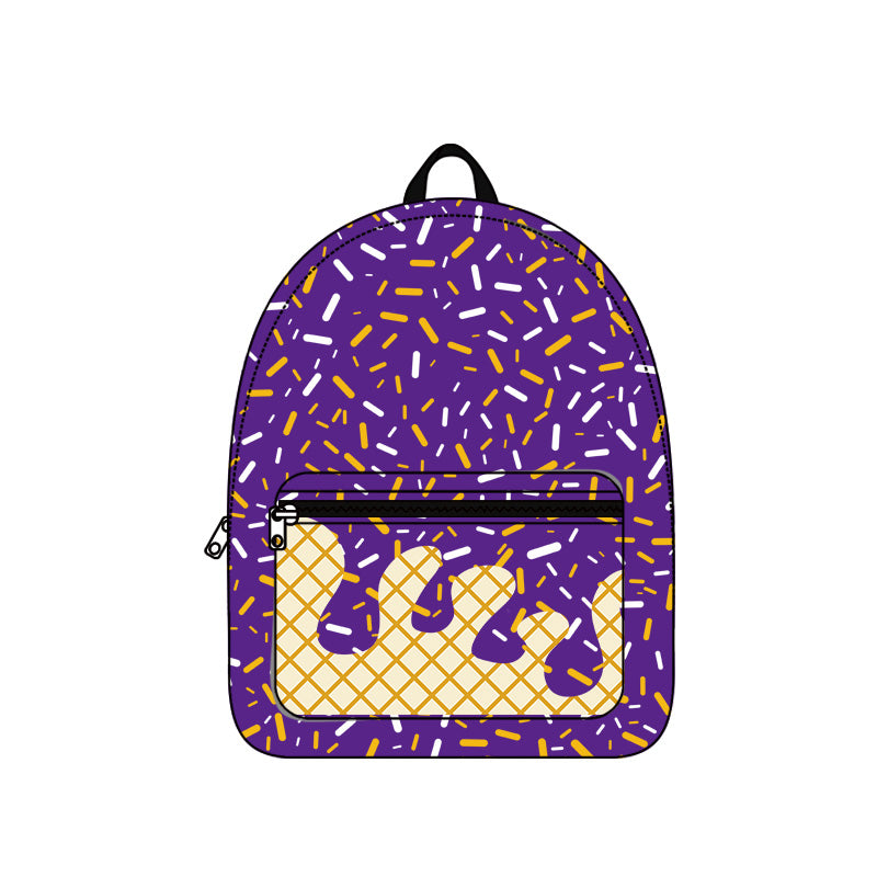 presale BA0341  Baby Kids Purple Drip Team Zipper School Back Bags D 7.28