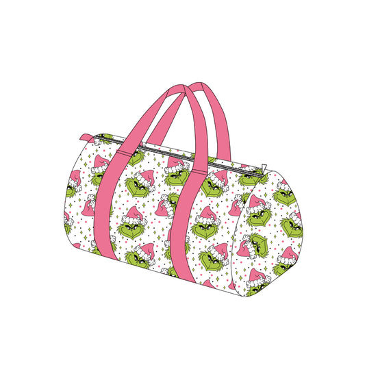 presale BA0343  Baby Kids Green Face Stars Plaid Christmas Zipper Gym Bags  D 7.28