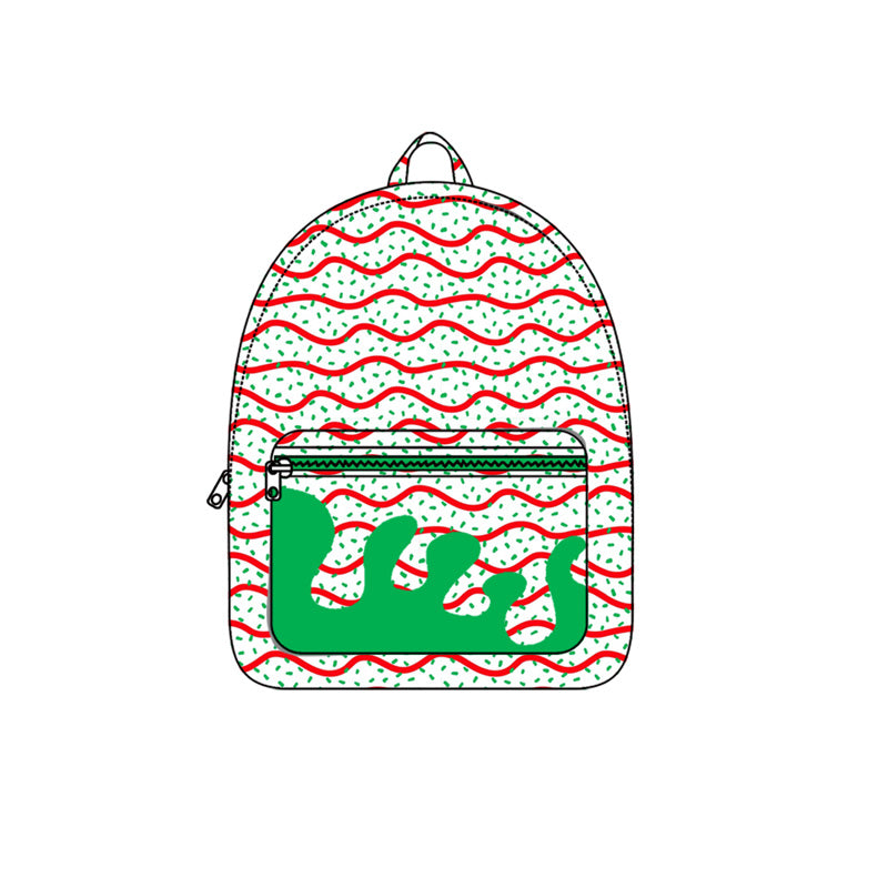 presale BA0346 Baby Kids Drip Christmas Trees Print Zipper School Back Bags  D 8.5