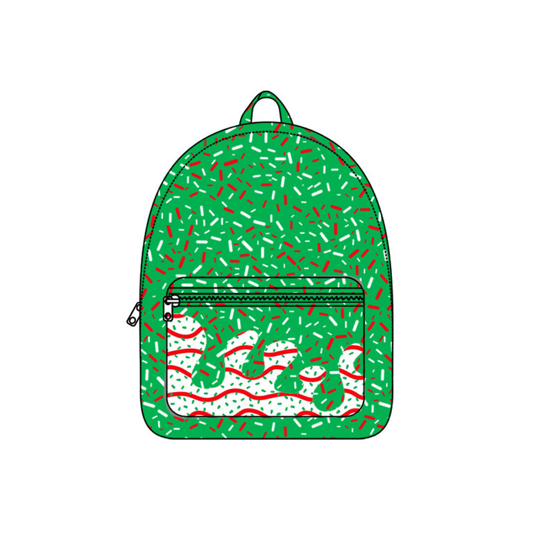 presale BA0347  Baby Kids Drip Christmas Trees Print Zipper School Back Bags D 8.5