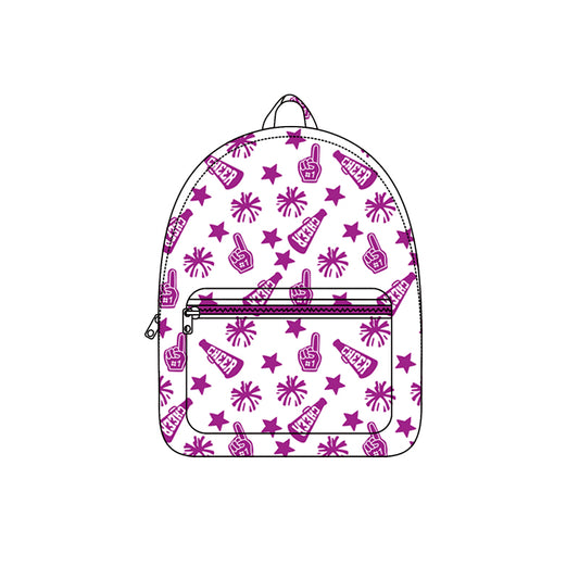 presale BA0351 Baby Kids Team Purple Cheer Fireworks Zipper School Back Bags D 814 31