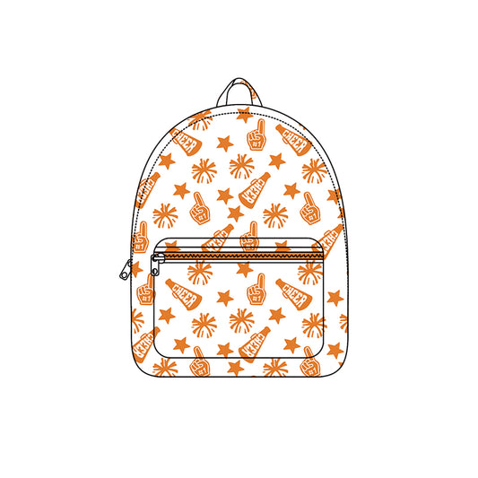 presale BA0352 Baby Kids Team Orange Cheer Fireworks Zipper School Back Bags   D 814 32