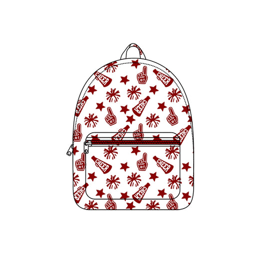 presale BA0353  Baby Kids Team Dark Red Cheer Fireworks Zipper School Back Bags  D 814 33