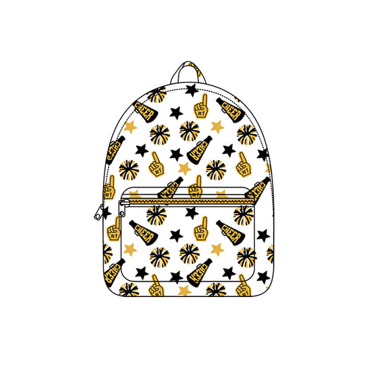 presale BA0354 Baby Kids Team Black Gold Cheer Fireworks Zipper School Back Bags  D 814 34