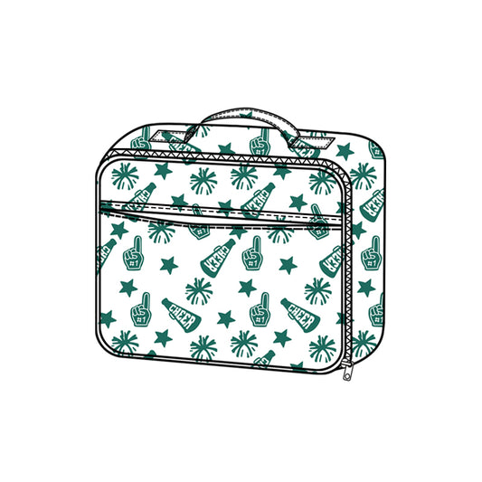 presale BA0358  Baby Kids Team Green Cheer Fireworks Zipper School Lunch Boxes D 814 38