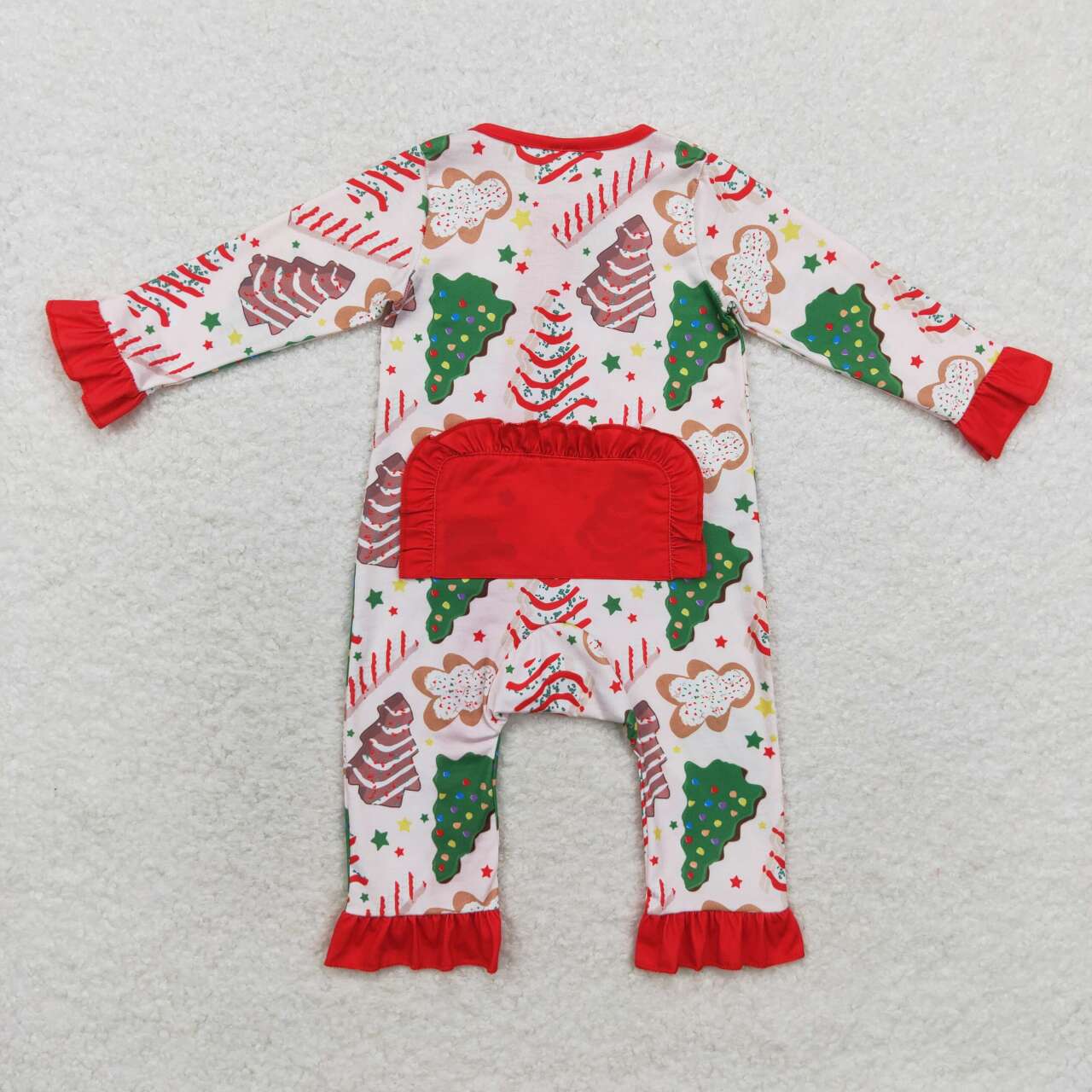 LR1149 Christmas Tree Cookie Gingerbread Man Lace Zipper Long Sleeve Bodysuit