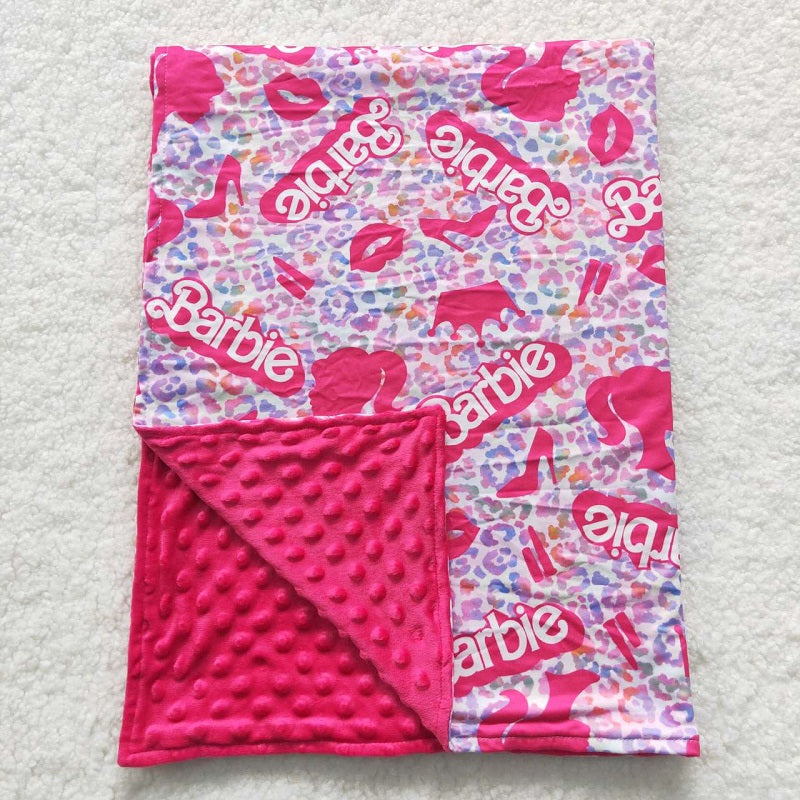 BL0053 Alphabet Purple Leopard Rose Red Blanket