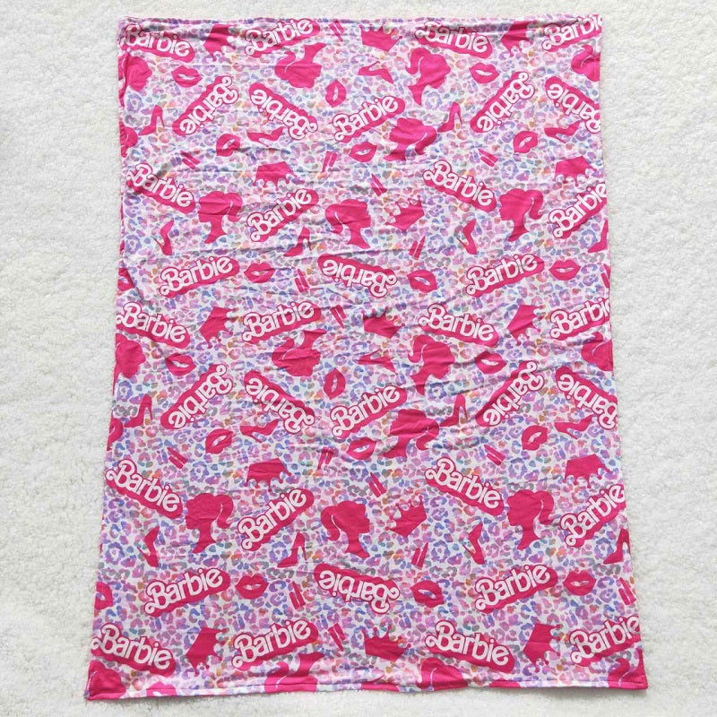 BL0053 Alphabet Purple Leopard Rose Red Blanket
