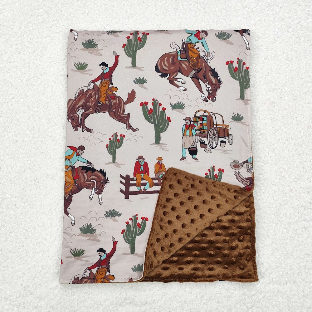 BL0069 Cactus Horseback Brown Baby Blanket