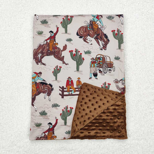 BL0069 Cactus Horseback Brown Baby Blanket