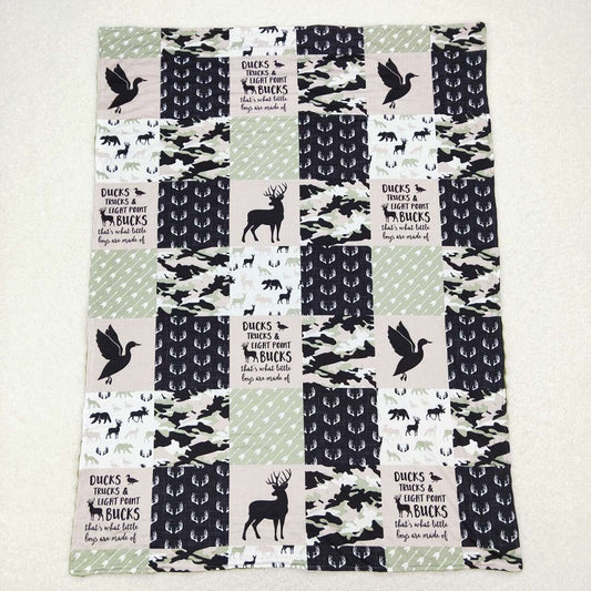 BL0071 Elk and Duck Camouflage Plaid Baby Blanket