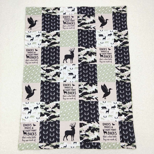 BL0071 Elk and Duck Camouflage Plaid Baby Blanket D 4.4