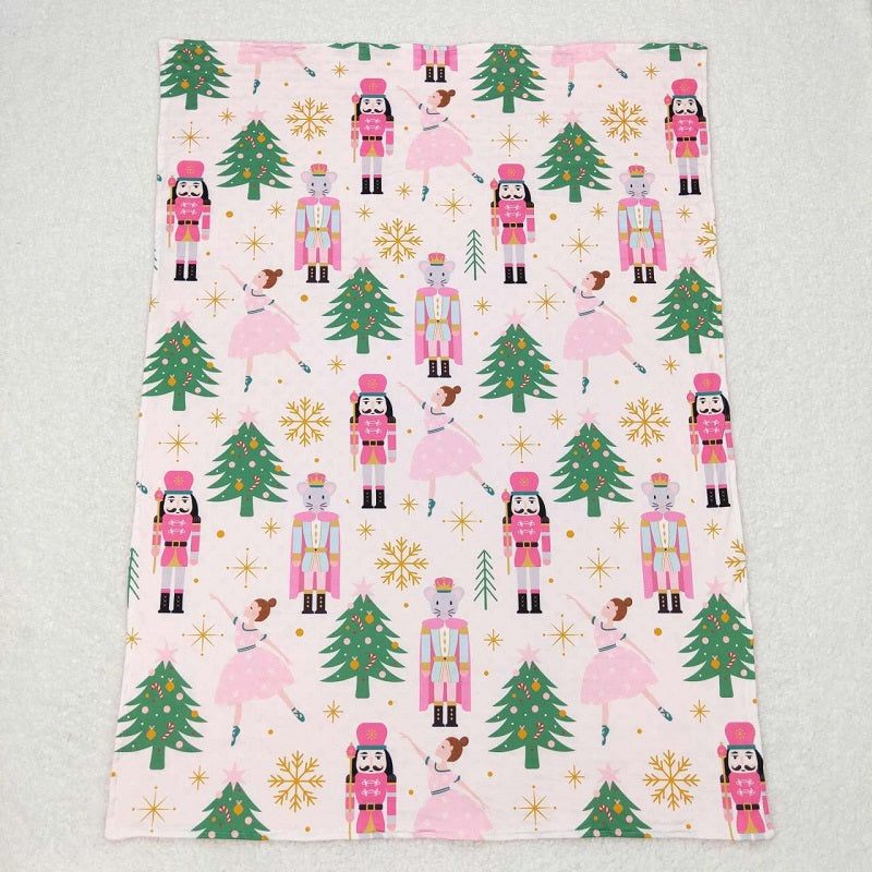 BL0086 Dancing Princess Soldier King Pink and White Baby Blanket