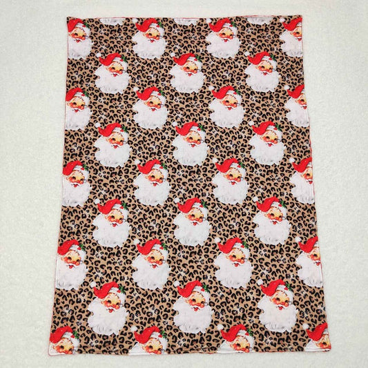 BL0087 Santa Leopard Print Red Brown Baby Blanket