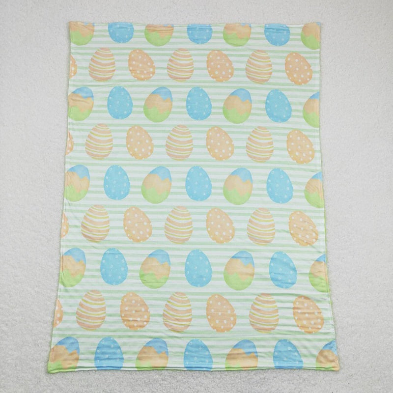 BL0102 Easter egg green and white striped baby blanket