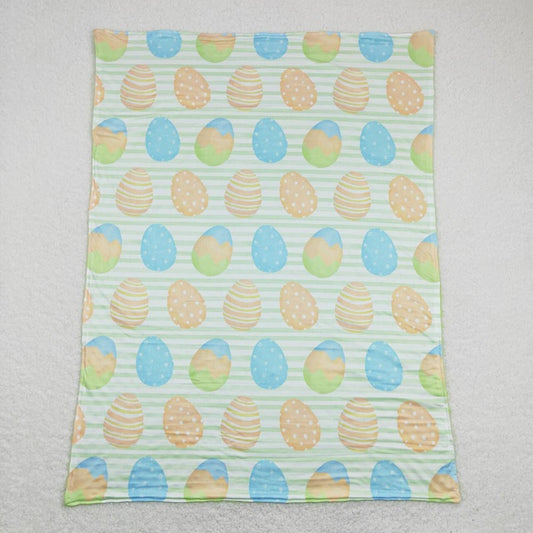 BL0102 Easter egg green and white striped baby blanket