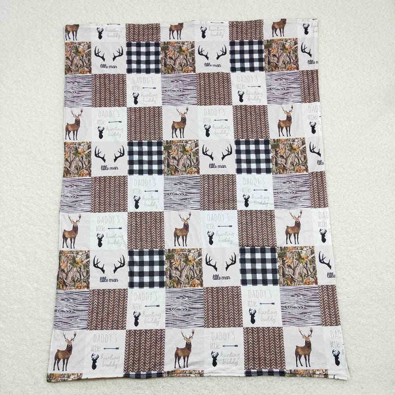 BL0104 Elk Hunting Plaid Brown Baby Blanket