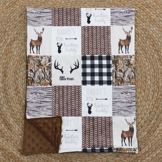 BL0104 Elk Hunting Plaid Brown Baby Blanket