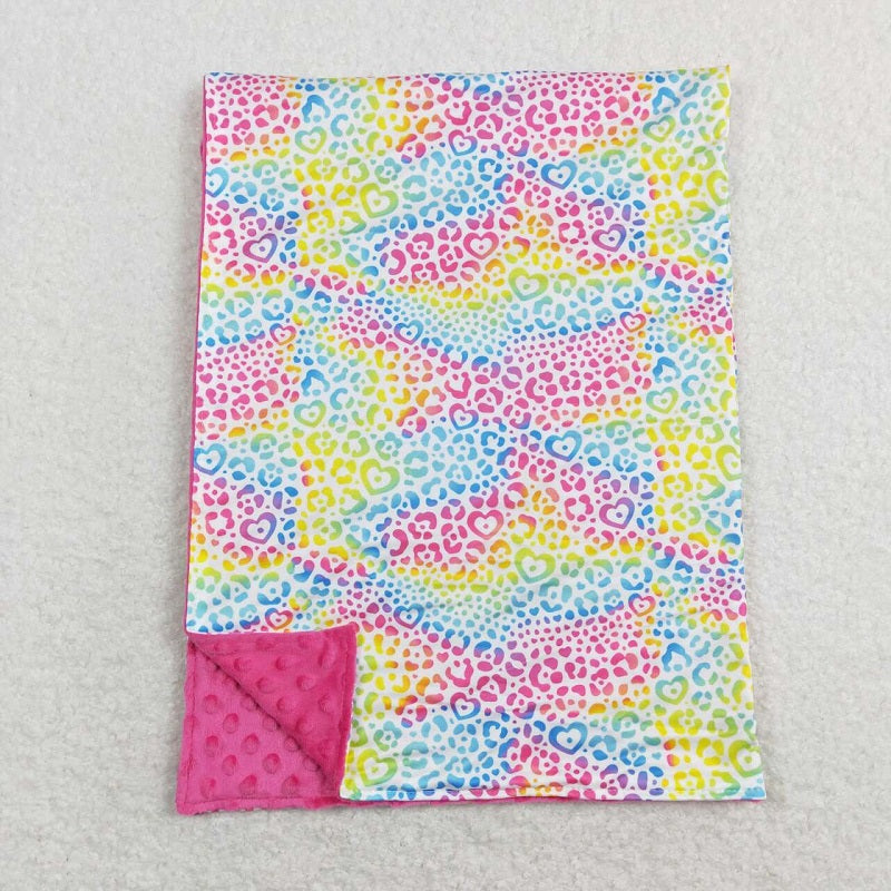 BL0121 Color leopard rose red baby blanket