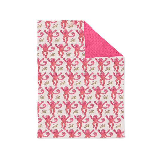 pre-order BL0128 Monkey Pink Baby Blanket