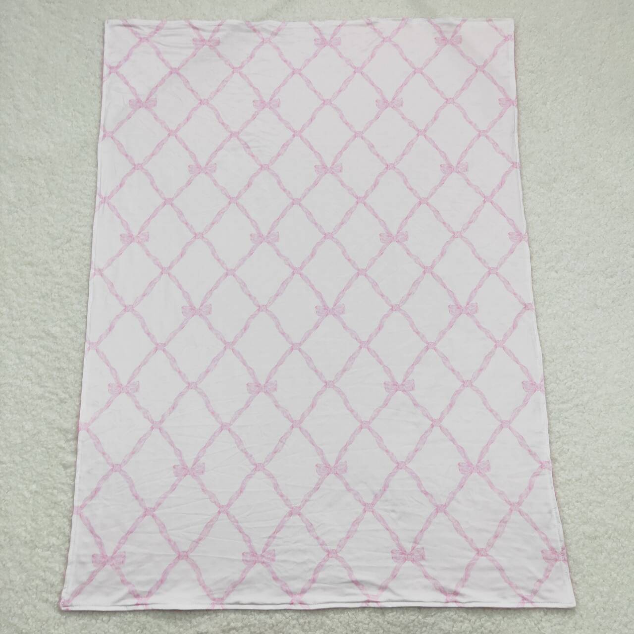 BL0132 pink bow baby blanket