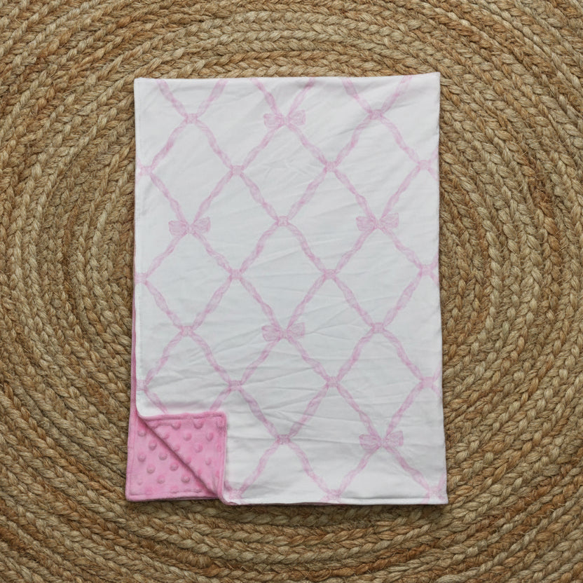 BL0132 pink bow baby blanket