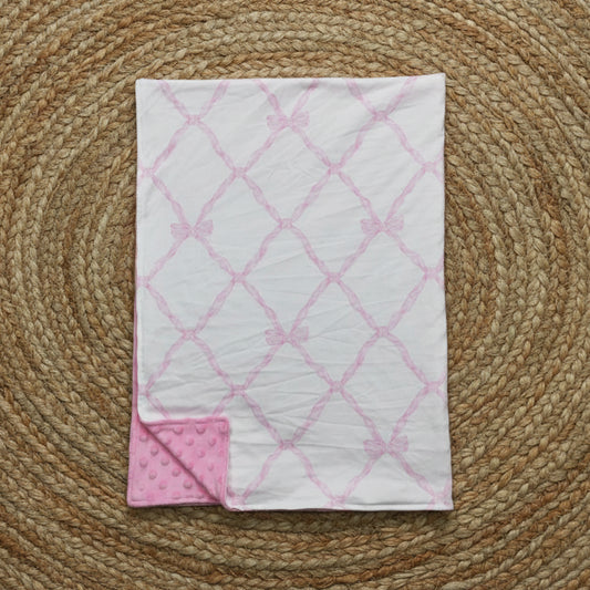 BL0132 pink bow baby blanket