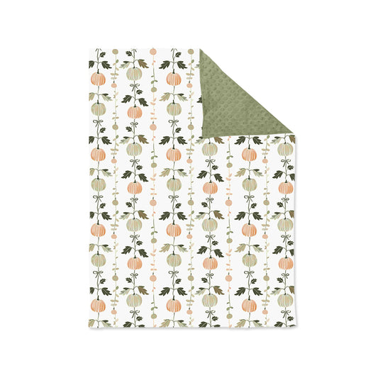 presale BL0139 Pumpkin Leaf White and Green Baby Blanket