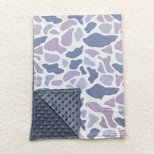 BL0145  Gray blue camouflage baby blanket