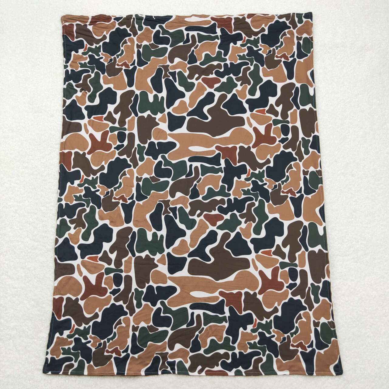 BL0146 Brown Camo Camouflage Beige Baby Blanket