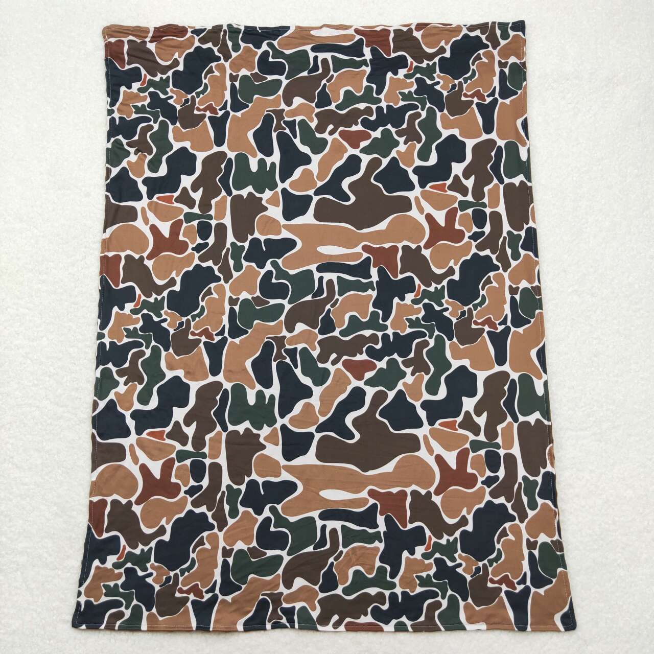 BL0146 Brown Green Camouflage Beige Baby Blanket