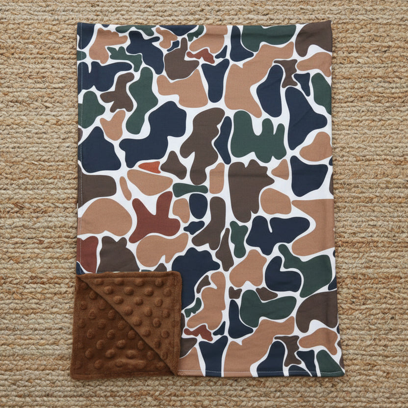 BL0146 Brown Camo Camouflage Beige Baby Blanket