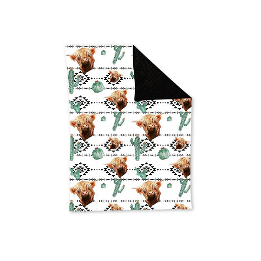 presale BL0152 Cactus geometric pattern alpine bull head black and white baby blanket 2024 8.6