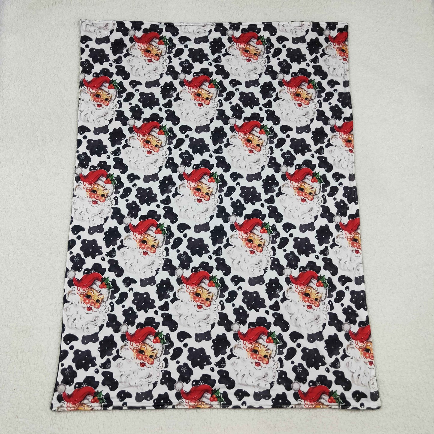 BL0158  Cow Pattern Santa Black and White Baby Blanket  D 1020