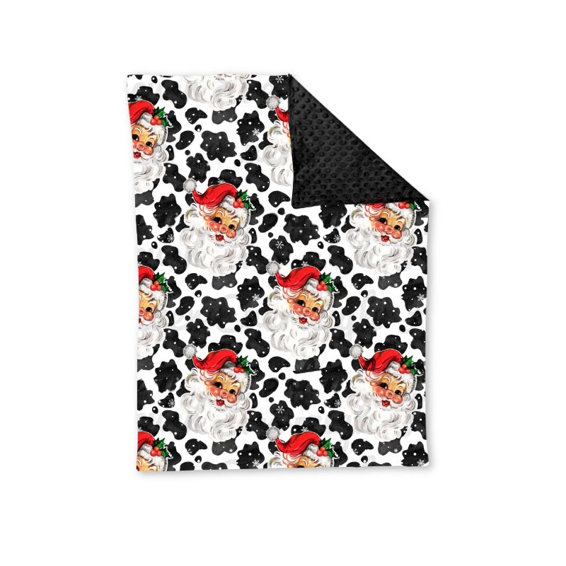 BL0158  Cow Pattern Santa Black and White Baby Blanket  D 1020