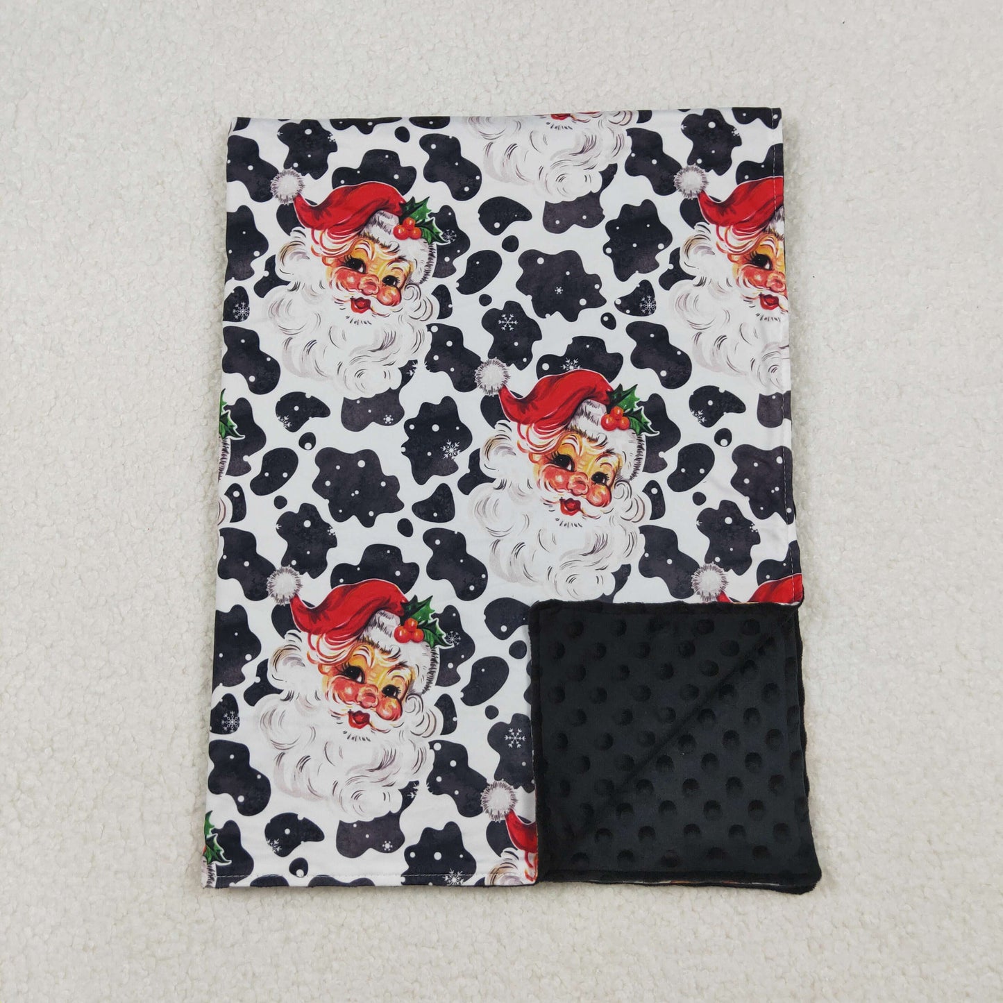 BL0158  Cow Pattern Santa Black and White Baby Blanket  D 1020