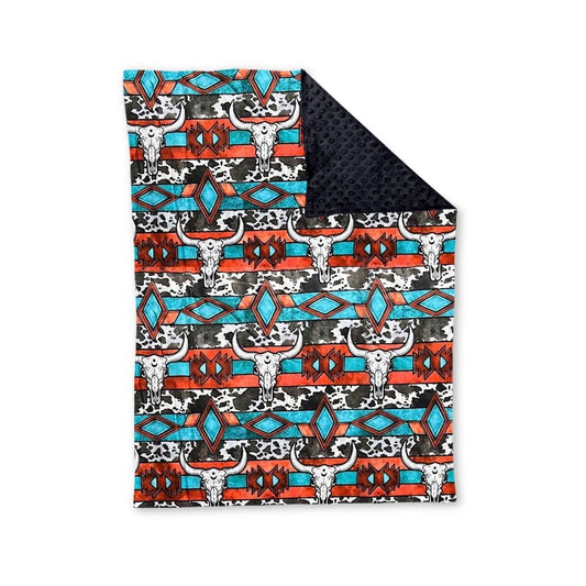 presale BL0161 Alpine Bull Head Geometric Cow Pattern Baby Blanket 2024 8.27