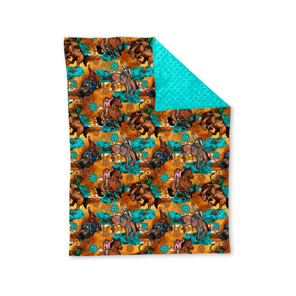 BL0163    Riding Gem Brown Blue Baby Blanket  D 1206