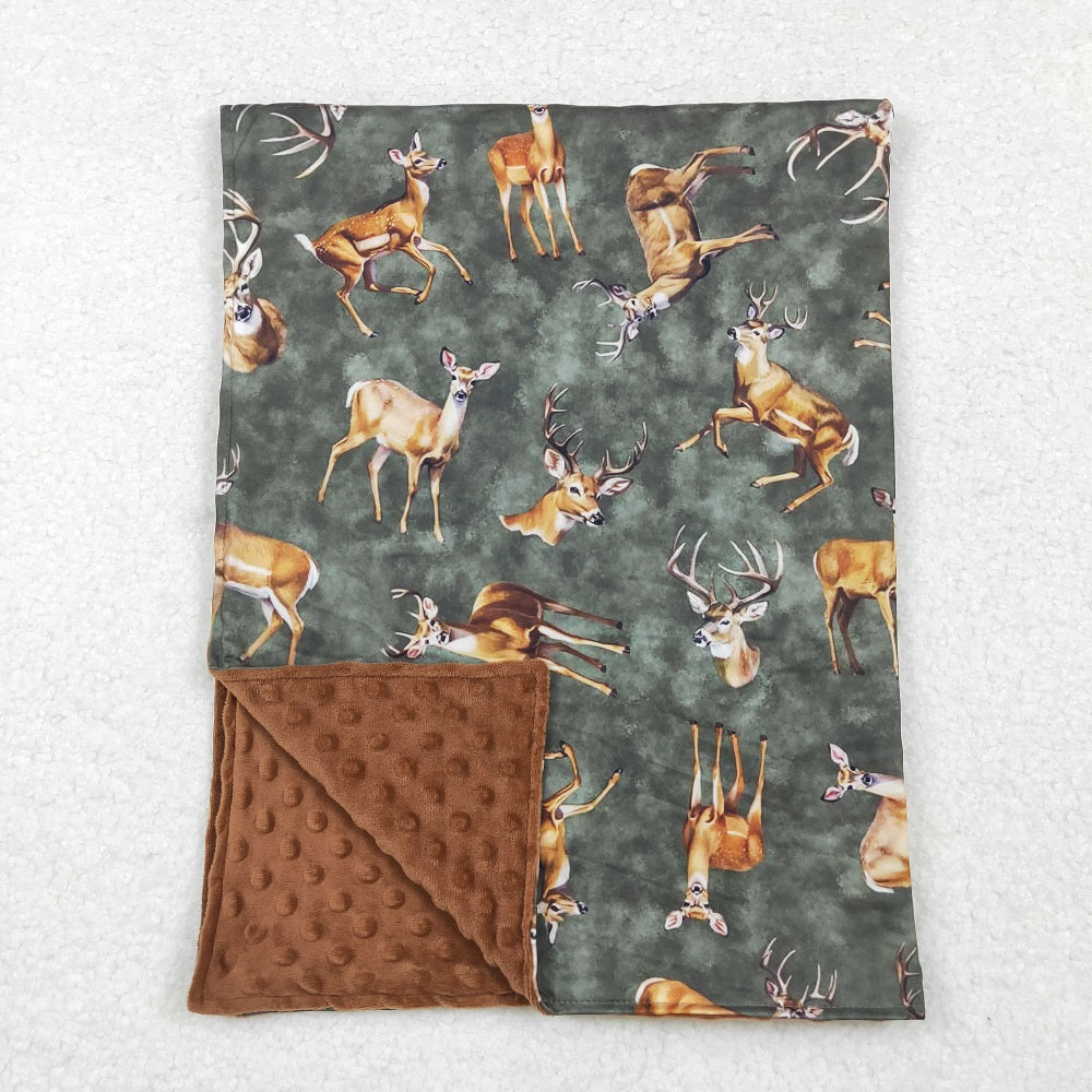 BL0168 Elk Brown Green Baby Blanket