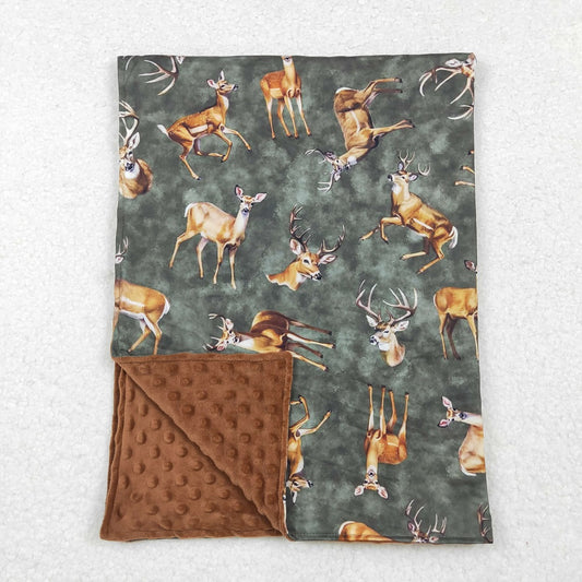 BL0168 Elk Brown Green Baby Blanket