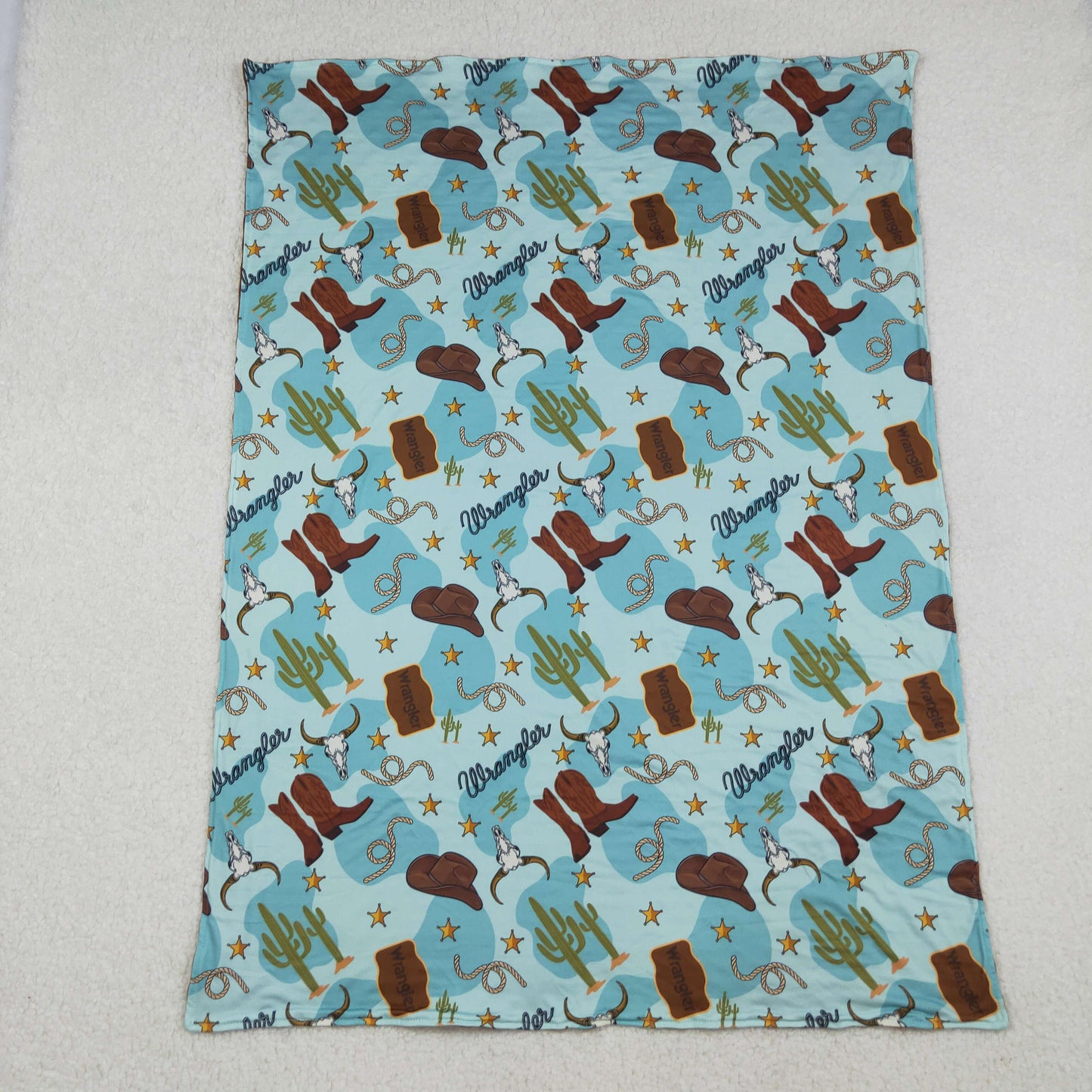 BL0175 Baby Toddler Children Western Boots Cactus Minky Blankets  D 1021