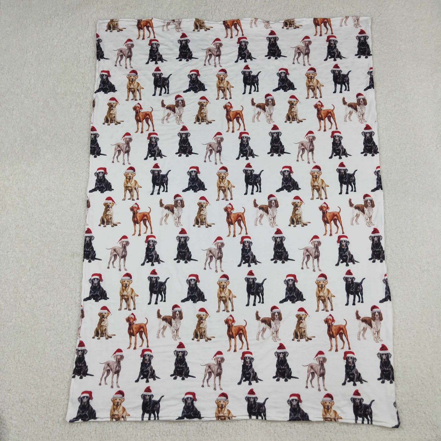 BL0176 Christmas Puppy White Baby Blanket   D 1020