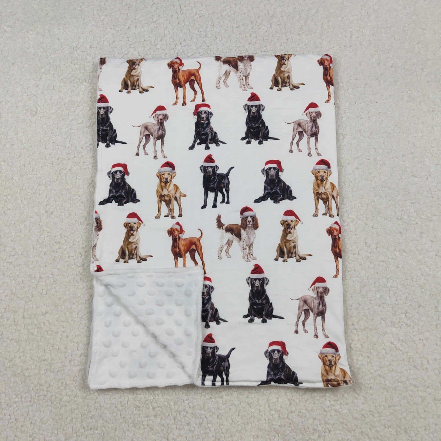 BL0176 Christmas Puppy White Baby Blanket   D 1020