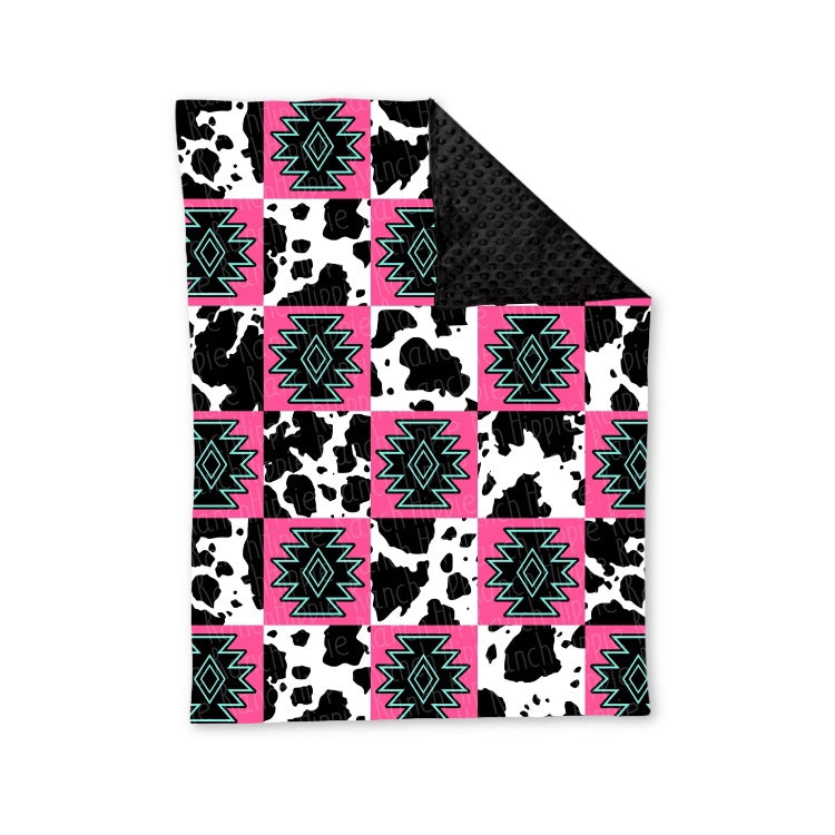 presale BL0178 Geometric cow print black baby blanket  2024 9.9