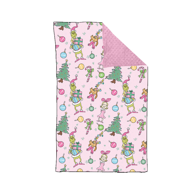 presale BL0181  Christmas Tree Girls Pink Baby Blanket  2024 9.13