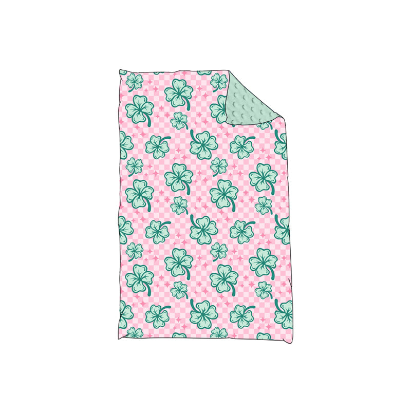 presale BL0184 Pink Plaid Green Baby Blanket  2024 10.14
